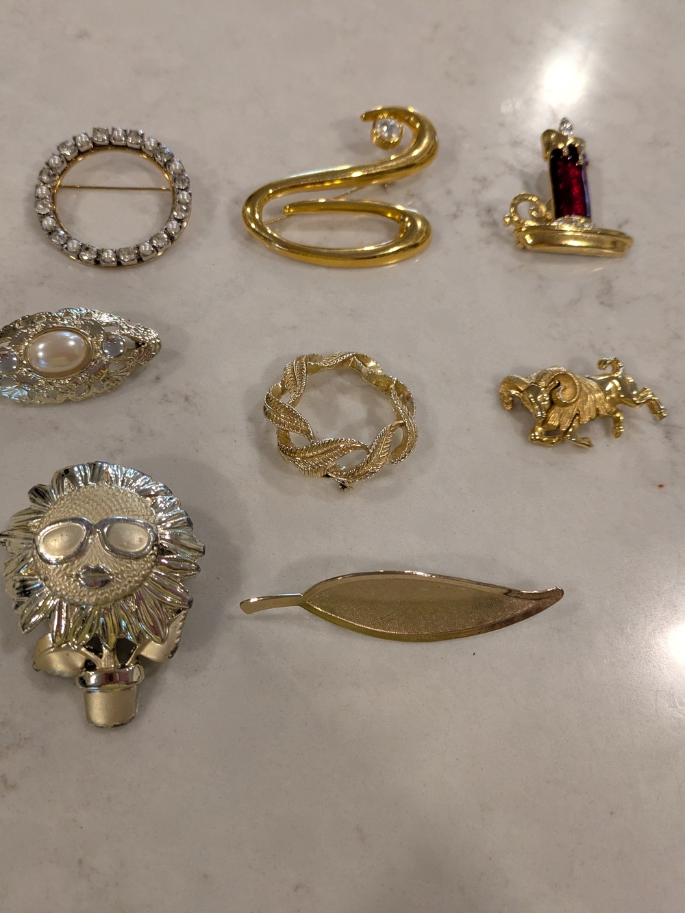 Set Of 8 Brooches